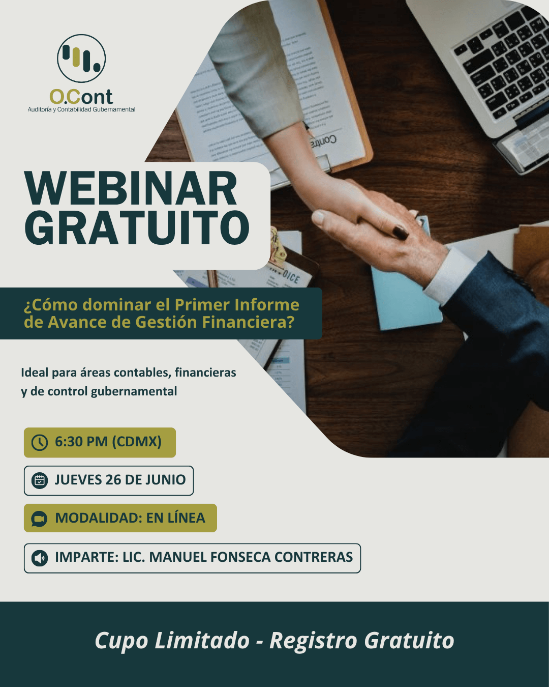 Imagen del webinar: Primer informe de avance de gestión financiera