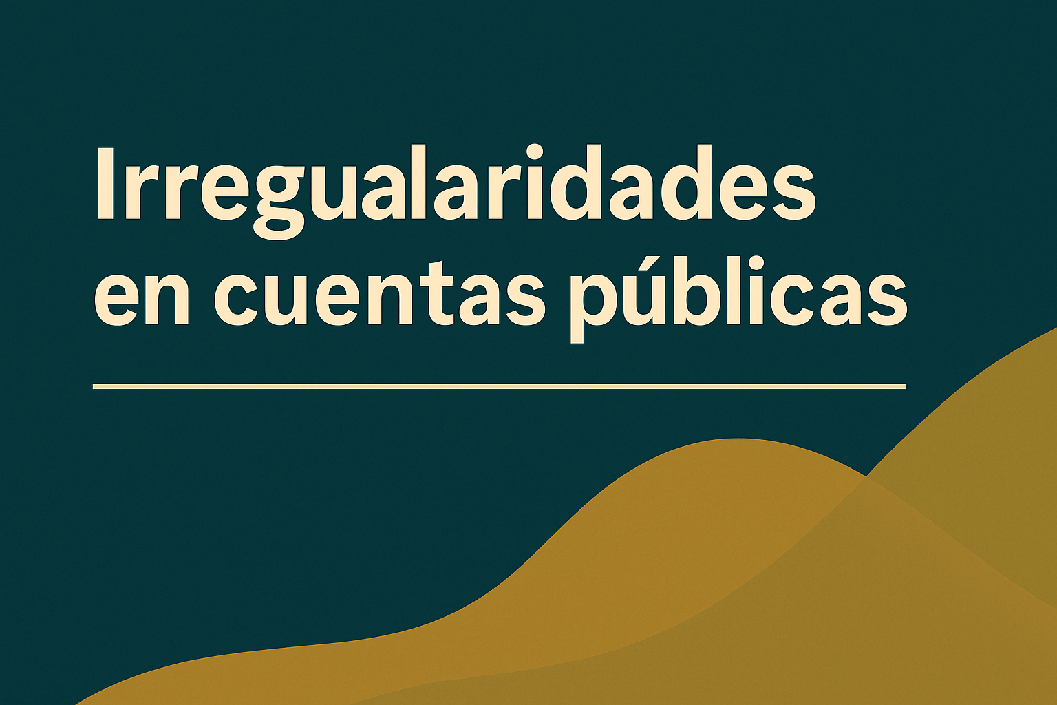 Diseño institucional en verde oscuro con ondas color mostaza y texto ‘Irregularidades en cuentas públicas’, imagen destacada para blog del Despacho Contable de Occidente.